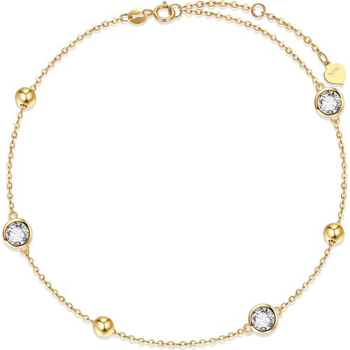 14K Gold Personalized Birthstone Bead Bracelet for Women