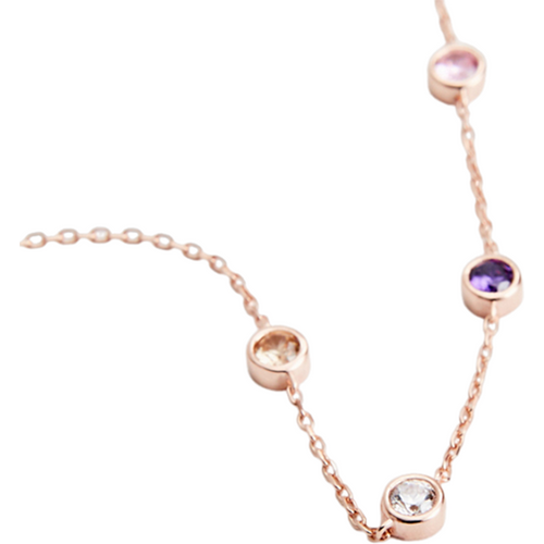14K Gold Cubic Zirconia Personalized Birthstone Bead Station Chain Bracelet for Women