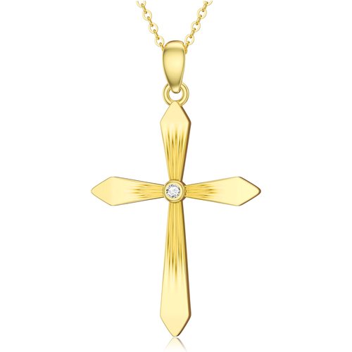 14K Gold Personalized Birthstone Cross Necklace for Women