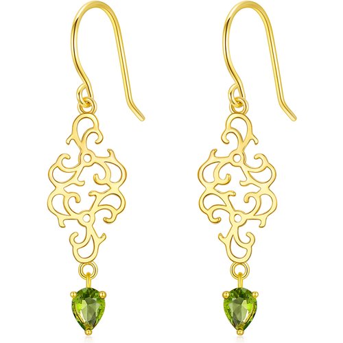 14K Gold Cubic Zirconia Personalized Birthstone Drop Earrings