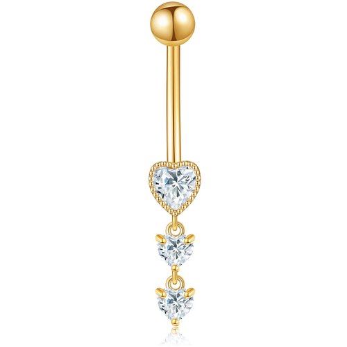14K Gold Personalized Birthstone Heart Belly Button Ring