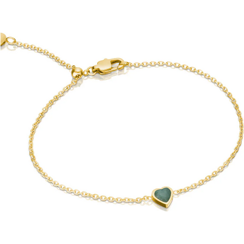 14K Gold Personalized Birthstone Heart Bracelet for Women