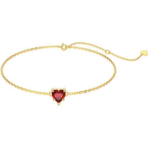 14K Gold Cubic Zirconia Personalized Birthstone & Heart Charm Bracelet