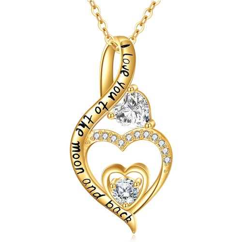 14K Gold Personalized Birthstone & Heart Infinity Symbol Necklace for Women