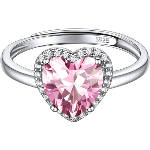 Sterling Silver Personalized Birthstone Heart Ring for Women