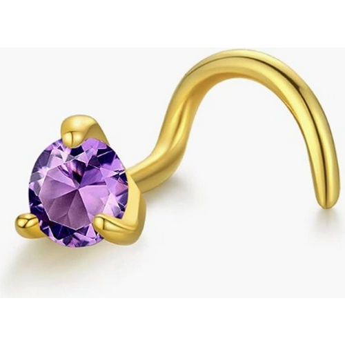 14K Gold Cubic Zirconia Personalized Birthstone Nose Ring