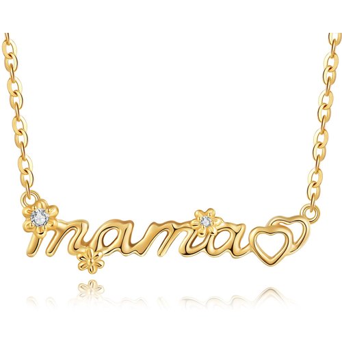 14K Gold Cubic Zirconia & Personalized Classic Name Daisy Pendant Necklace