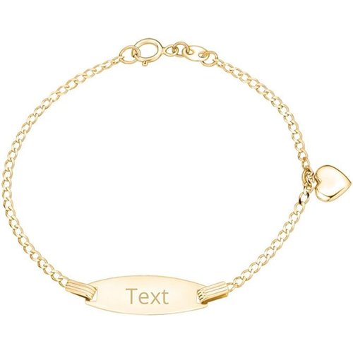 14K Gold Personalized Engraving Identification Bracelet for Women
