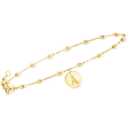 14K Gold Personalized Engraving Single Layer Charm Anklet