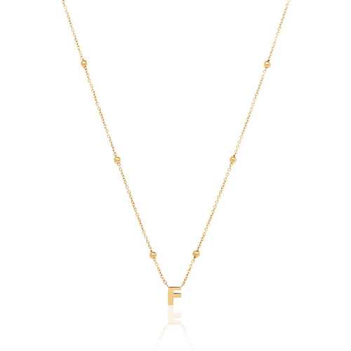 14K Gold Personalized Initial Bead Necklace fpr Women