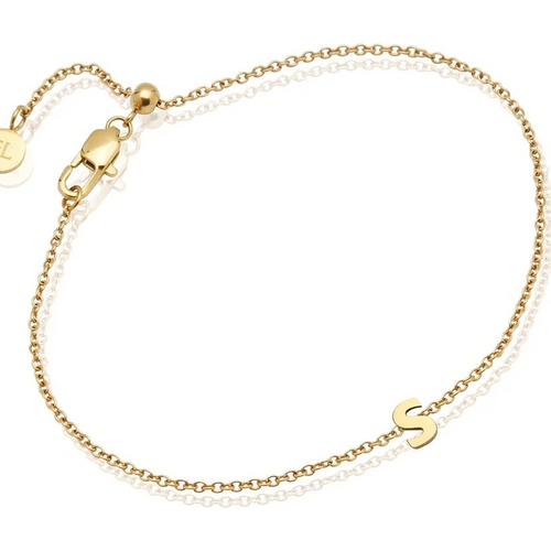 14K Gold Personalized Initial Charm Bracelet for Women