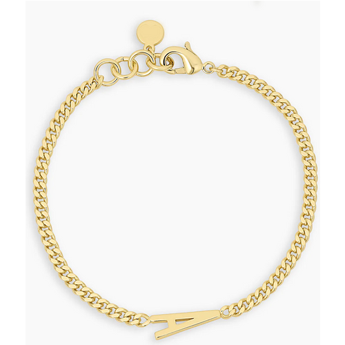 Sterling Silver with Yellow Gold Plated Personalized Initial Letter Charm Bracelet