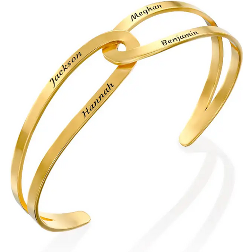Gold Vermeil Personalized Name Bangle Bracelet for Women Men