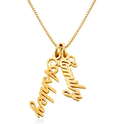14K Gold Personalized Vertical Nameplate Necklace