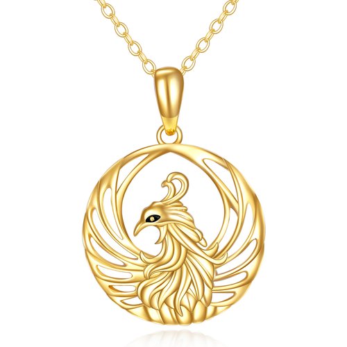 14K Gold Phoenix Pendant Necklace