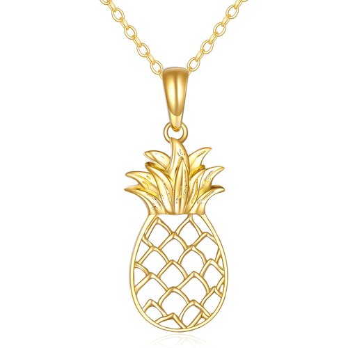 14K Gold Pineapple Pendant Necklace