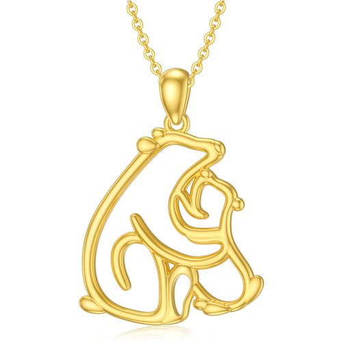 14K Gold Polar Bear Pendant Necklace