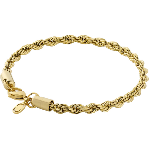 Sterling Silver with Yellow Gold Plated Rope Chain Bracelet 5mm