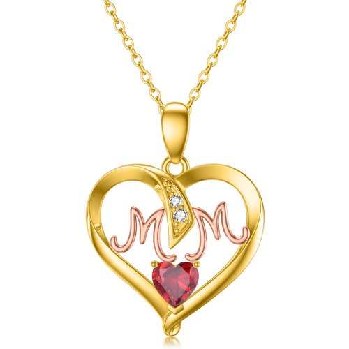 14K Gold & Rose Gold Heart Cubic Zirconia Pendant Necklace With Engraved Word For Women Best Sister