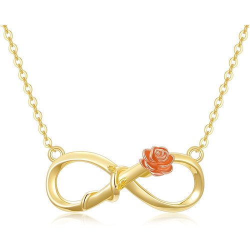 14K Gold Two-Tone Rose Infinity Symbol Pendant Necklace For Women