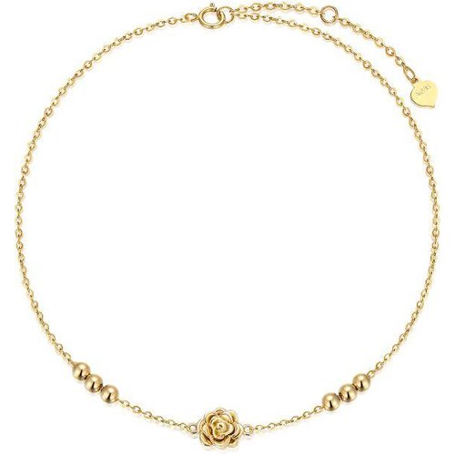 14K Gold Rose Single Layer Anklet
