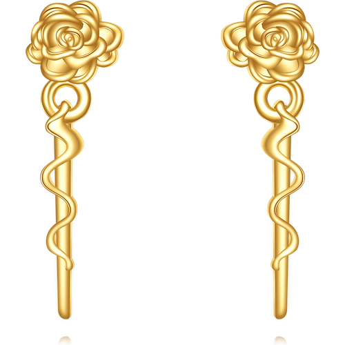 14K Gold Rose Stud Earrings
