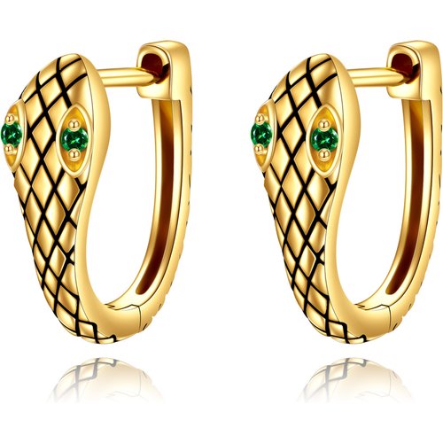 14K Gold Round Cut Cubic Zirconia Snake Stud Earrings