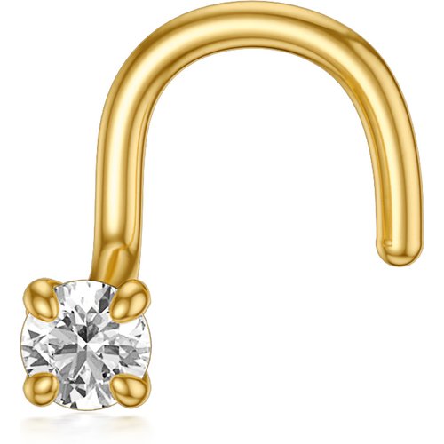 14K Gold Round Diamond Nose Ring