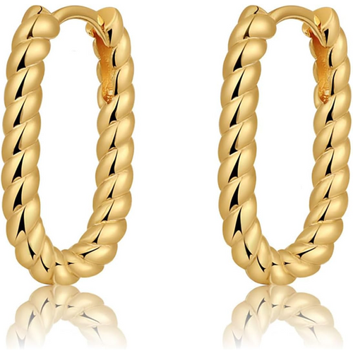 Sterling Silver with Yellow Gold Plated Round Hoop Earrings