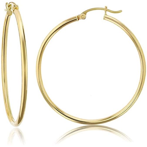 14K Gold Round Hoop Earrings