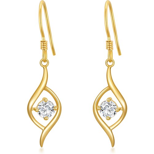 14K Gold Round Moissanite Drop Earrings
