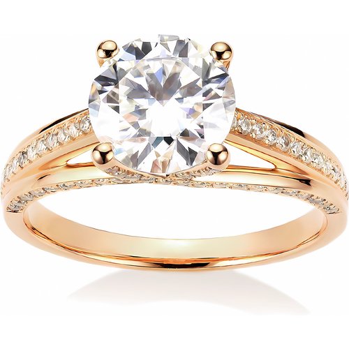 14K Gold Round Moissanite Personalized Engraving & Engagement Ring