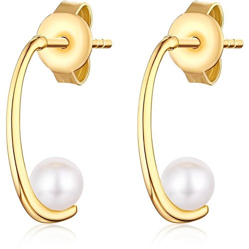 14K Gold Round Pearl Stud Earrings