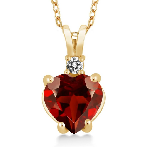 14K Gold Ruby Couple Grandmother & Mother Sisters Heart Necklace Gemstone Necklaces
