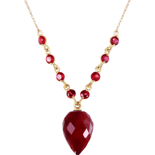 14K Gold Ruby Drop Shape Pendant Necklace Gemstone Necklaces