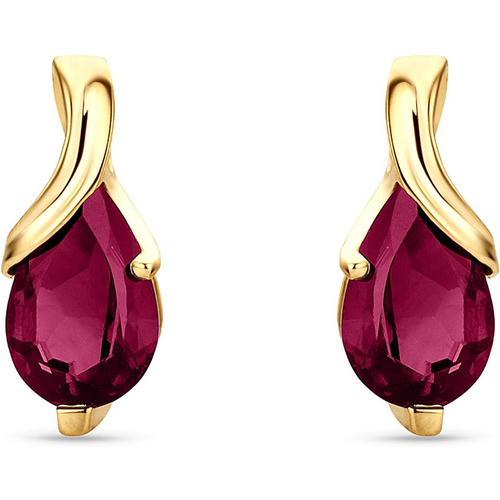 14K Gold Ruby Grandmother & Mother Drop Shape Stud Earrings Gemstone Earrings