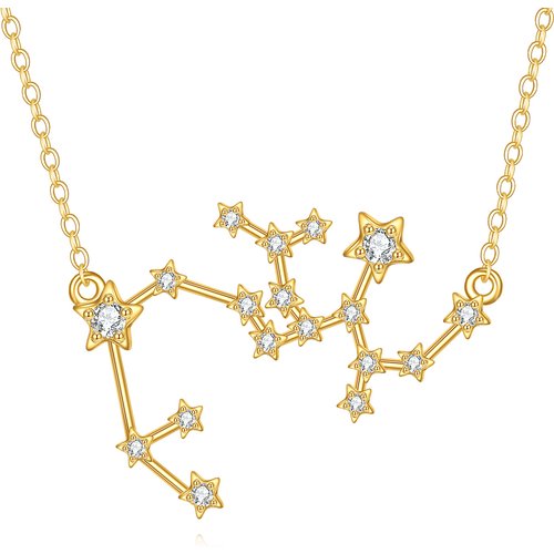 14K Gold Cubic Zirconia Sagittarius Pendant Necklace