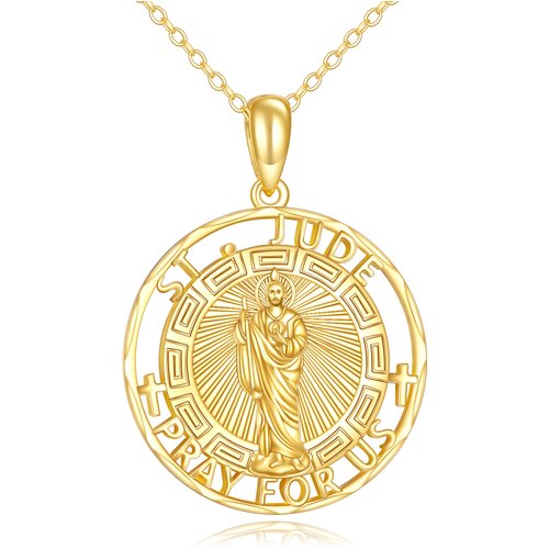 14K Gold Saint Jude Pendant Necklace