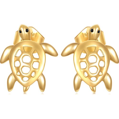 14K Gold Sea Turtle Stud Earrings