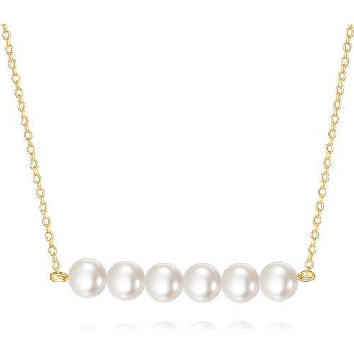 14K Gold Six Circular 5MM Pearls Pendant Necklace