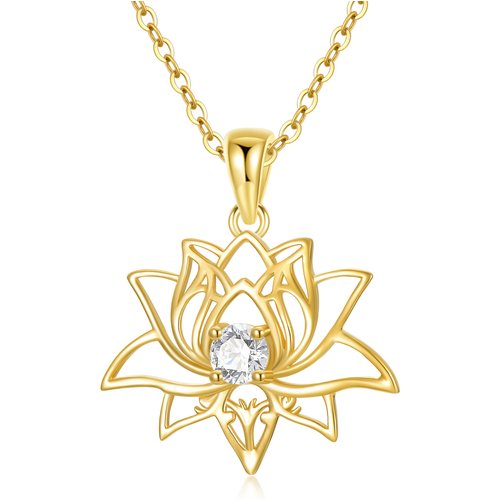 14K Gold Cubic Zirconia Snowdrop Pendant Necklace