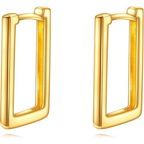 Sterling Silver with Yellow Gold Plated Square Stud Earrings