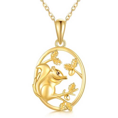 14K Gold Squirrel Pendant Necklace