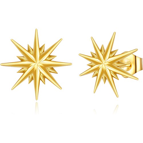 14K Gold Star Stud Earrings
