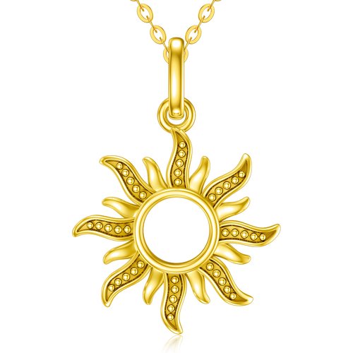 14K Gold Sun Pendant Necklace
