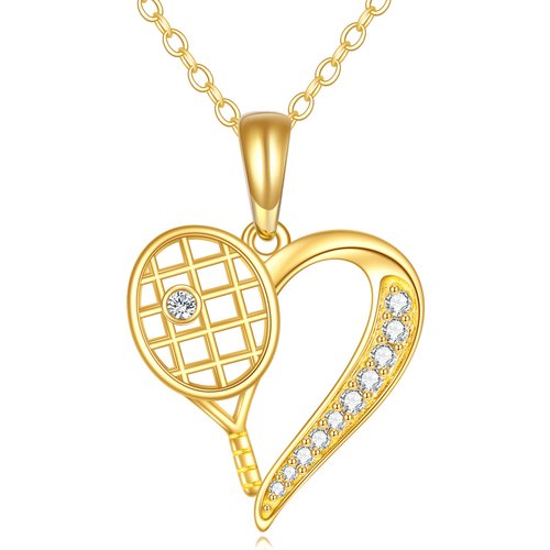 14K Gold Cubic Zirconia Tennis Pendant Necklace