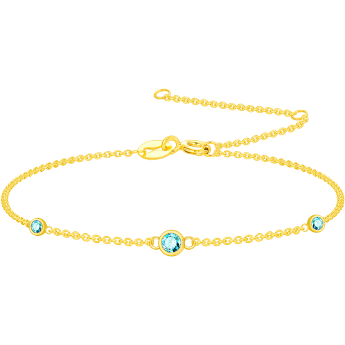 14K Gold Round Topaz Charm Bracelet