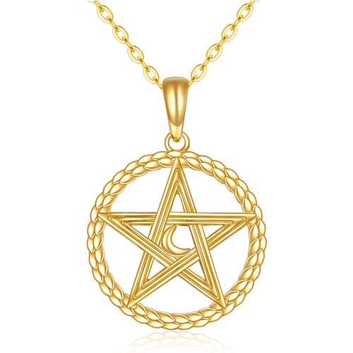 14K Gold Tree Of Life Celtic Knot Moon Necklace for Women