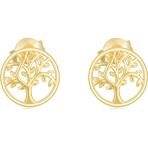 14K Gold Tree Of Life Stud Earrings