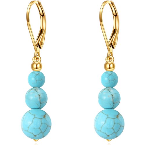 14K Gold Turquoise Drop Earrings